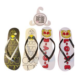 Women’s Flip-Flops Size 7/8 Graphic Print Summer Sandals Lot of Two Love/rad NWT